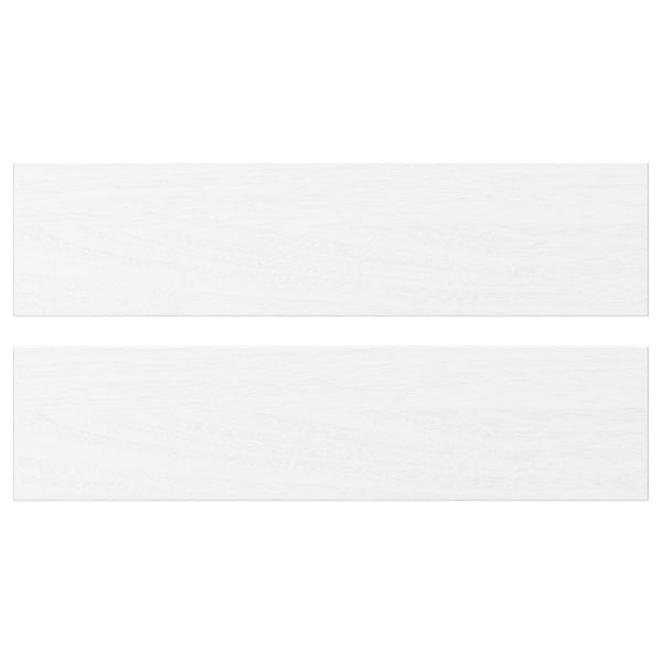White ENKÖPING cabinet panels, wood-like texture, durable foil, rectangular shape.