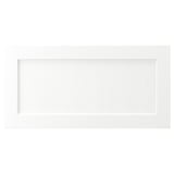 White ENKÖPING cabinet with classic frame design, featuring durable wood-like foil, resistant to moisture and stains, and easy to clean.