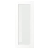 White ENKÖPING cabinet door with glass centre, sleek modern design.
