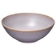 Lavender stoneware bowl, rustic texture.
