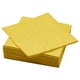 Stacked yellow paper napkins, brightly coloured, rectangular, plain design.