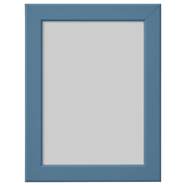 A blue FISKBO picture frame, rectangular, with a simple design.