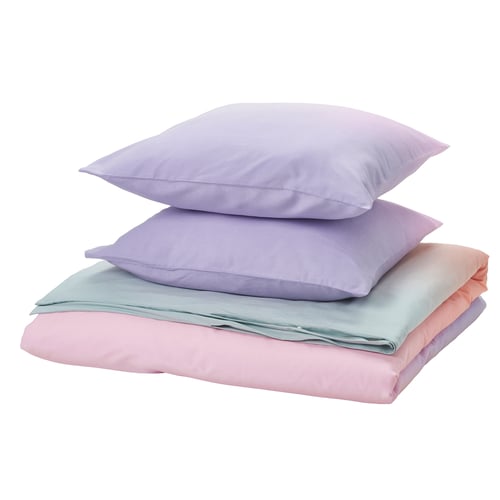 FLÄDERBUSKE Duvet cover and 2 pillowcases, multicolour, 240x220/50x60 cm