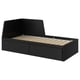 Black FLEKKE day-bed converts to sofa or double bed, storage drawers, modern design with wooden panels.