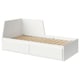 FLEKKE white convertible sofa bed with storage drawers, sleek modern design.