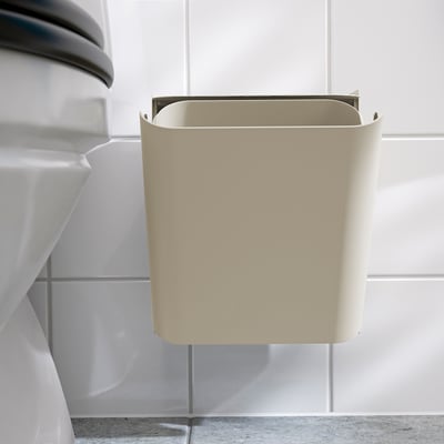 FLORSJÖN Waste bin, beige, 3 l
