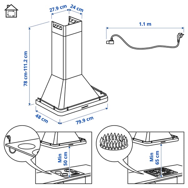 Illustration with measurements for the product: FÖLJANDE.