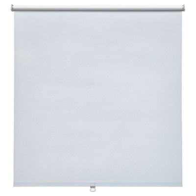 A FÖNSTERBLAD roller blind in white. The blockout blind has a smooth, soft-touch polyester surface. It is cuttable and cordless for child safety.