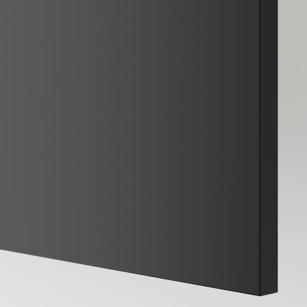 Sleek, modern kitchen panel in matte black; clean, precise edges; uniform, smooth finish.