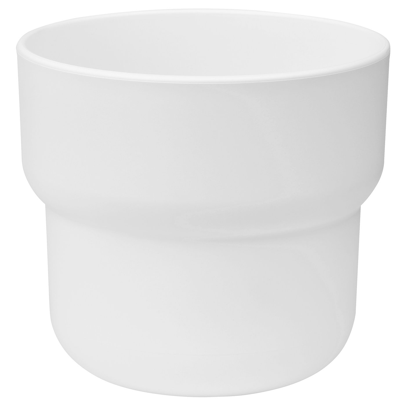 A white FÖRENLIG planter. Its made of recycled polypropylene for durability. Its shape is smooth and inviting, suitable for indoor and outdoor use.