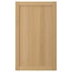 Natural wood cabinet door with bevelled edges.