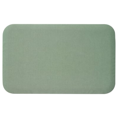 A green FREIVID anti-fatigue mat with a striped pattern, rectangular shape, and soft foam core.