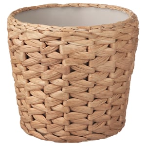 FRIDFULL woven basket, natural colour, round shape, handcrafted from water hyacinth.
