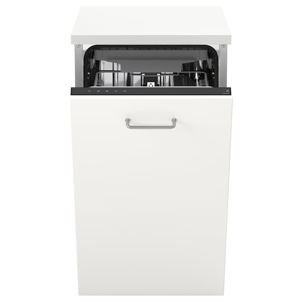 A white dishwasher, named FRÖSLUNDA, designed for small spaces with a handle on the front.