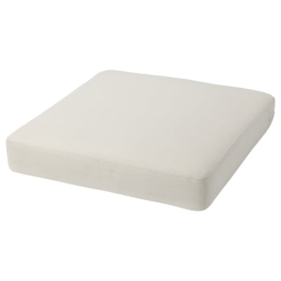 White, square, thick cushion with textured cover, designed for comfort.