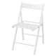 White frosvi folding chair. Made of solid beech, a simple design with a seat hole for hanging.