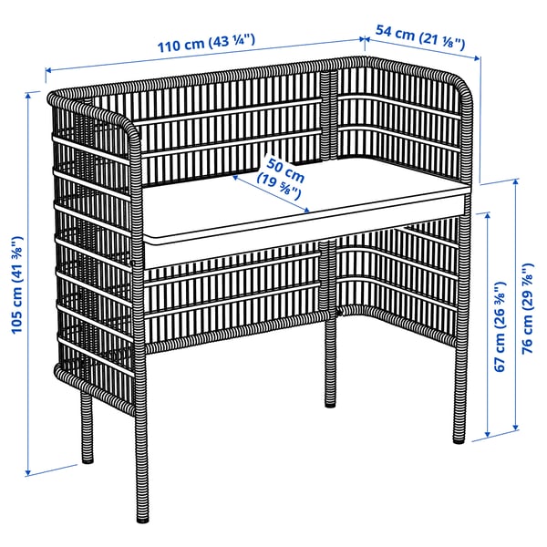 Illustration with measurements for the product: FRYKSÅS.