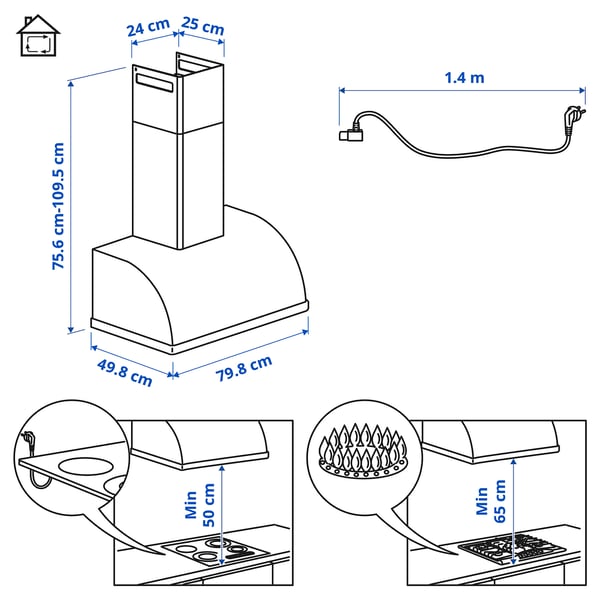 Illustration with measurements for the product: FULLSTÄNDIG.