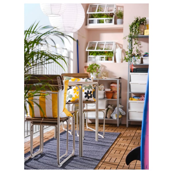 FURUÖN Dining table w 2 chairs+2 footstl, brown/outdoor