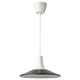 FYRTIOFYRA pendant lamp, black, plastic top, white cord, conical shade.