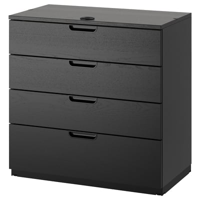 GALANT: black, 4-drawer office cabinet with sleek design and modern pulls.