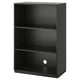 Black GALANT shelving unit, rectangular with three open shelves, modern design, wooden finish.