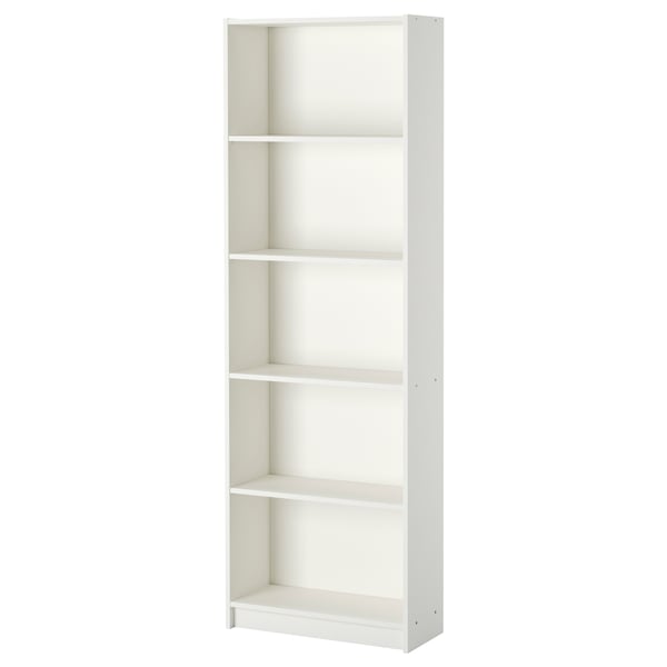 White GERSBY bookcase with 5 shelves, modern design.