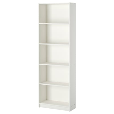 White GERSBY bookcase with 5 shelves, modern design.