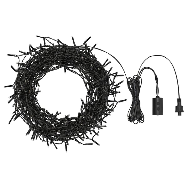 Black outdoor getkal led light wreath with sensor and controller.