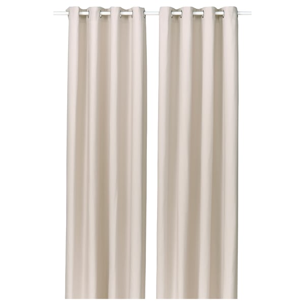GINSTMOTT beige curtains: two light, sleek panels with silver eyelets, designed for modern décor.