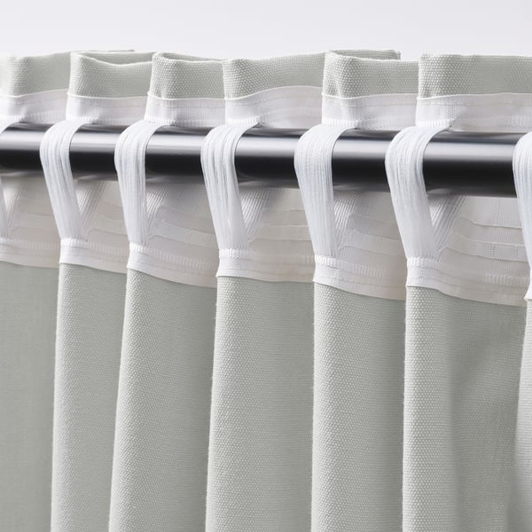 GINSTMOTT Curtains, 1 pair, white/with heading tape, 145x300 cm