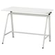 A white GLADHÖJDEN sit/stand desk with a rectangular tabletop and a metal base, designed for home offices.