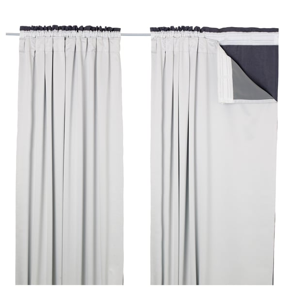 GLANSNÄVA white room darkening curtains, made of recycled polyester, sleek and minimalist.