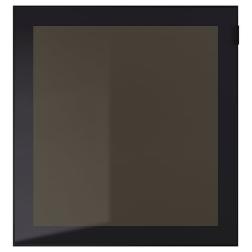 Black GLASSVIK with smoked glass, sleek modern storage.