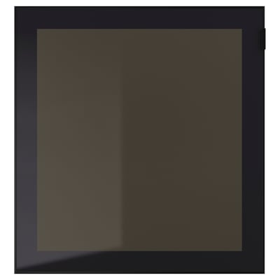 Black GLASSVIK with smoked glass, sleek modern storage.
