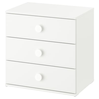 GODISHUS: small white kids chest of 3 drawers, solid & clear design, great for toys & clothes.