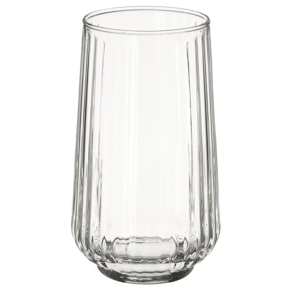 Clear, translucent, cylindrical GRADVIS glass vase with vertical grooved design for flowers.