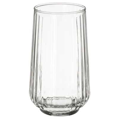 Clear, translucent, cylindrical GRADVIS glass vase with vertical grooved design for flowers.