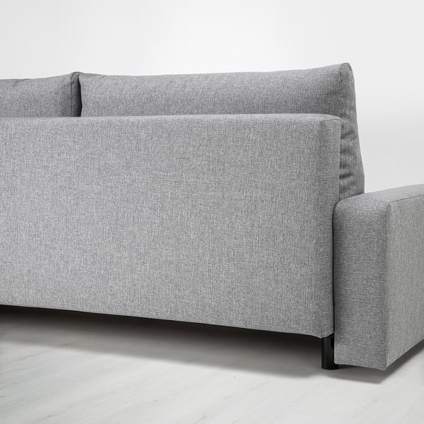 Close-up of GRÄLVIKEN sofa-beds convertible seat and under-seat storage.