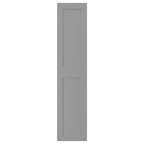 Grey GRIMO cabinet door, two panels, fiberboard with wide frames.