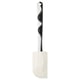 Bendy spatula, black and white, silicone rubber blade, abs plastic handle, hooked design.