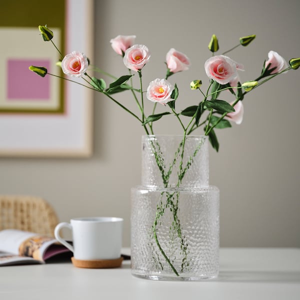 GULDSPETT Artificial flower, paper/lisianthus light pink, 55 cm