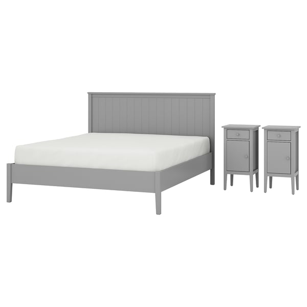 GULLABERG Bedroom furniture, set of 3, grey, 160x200 cm