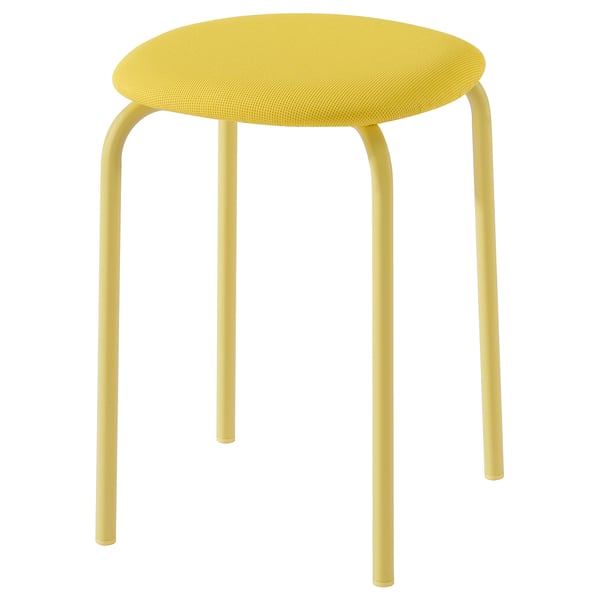 A yellow GULTARP stool with a round, cushioned seat and four curved metal legs.