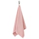A hanging GULVIAL towel in light pink, made of soft cotton, with a textured design.