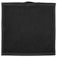 Soft, black, square-shaped cotton towel with even stitching and textured surface.