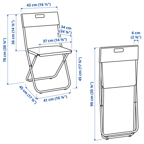 Illustration with measurements for the product: GUNDE.