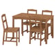 HÄGERNÄS light brown wooden dining set includes rectangular table and four matching chairs, perfect for small spaces.