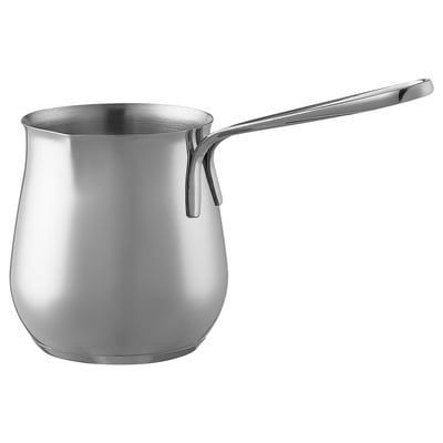 Assunto ready kitchen tool with long handle for turkish coffee, made of brushed stainless steel, sleek round design.