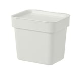 White HÅLLBAR bin, square, made of 50% recycled plastic.